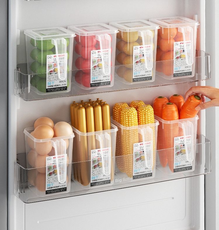 Pack of 4 Fridge Drawer & Side Door Storage Box | Portable Plastic Organizer l FREE DELIVERY