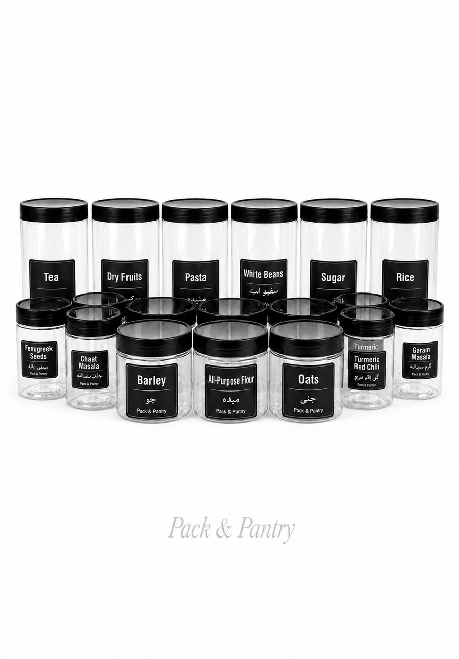 FREE Delivery | 18-Piece Plastic Food Storage Jar Set – Mega deal
