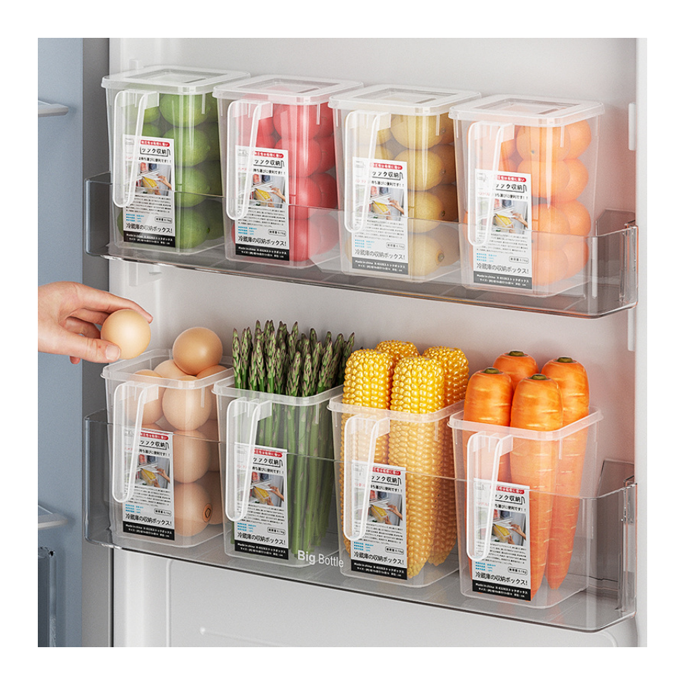Pack of 4 Fridge Drawer & Side Door Storage Box | Portable Plastic Organizer l FREE DELIVERY