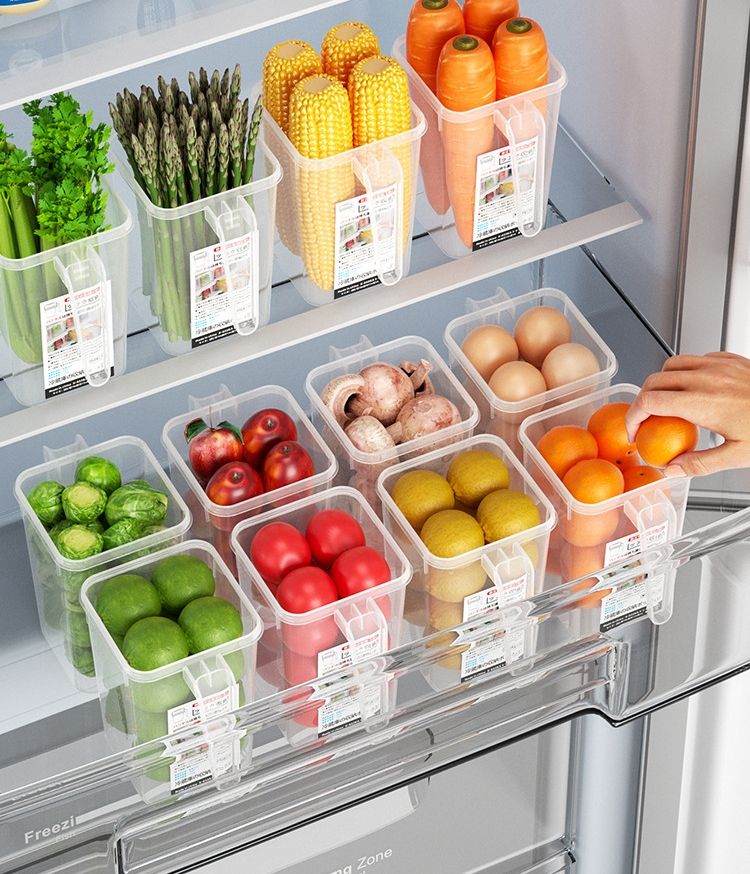 Pack of 4 Fridge Drawer & Side Door Storage Box | Portable Plastic Organizer l FREE DELIVERY