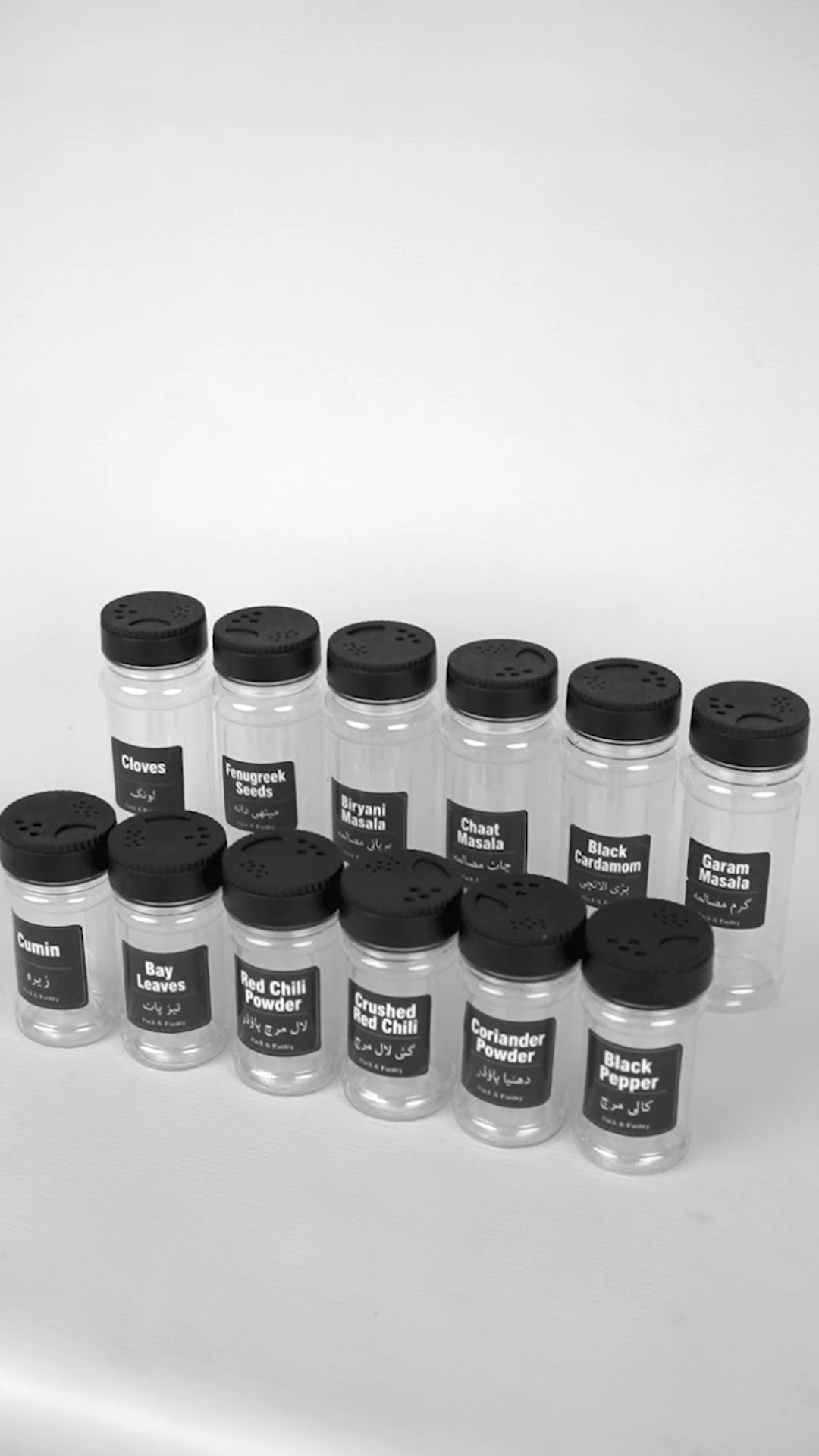 FREE Delivery | 12-Piece Spice & Masala Jar Set – Kitchen Storage Solution - With Masala Stickers